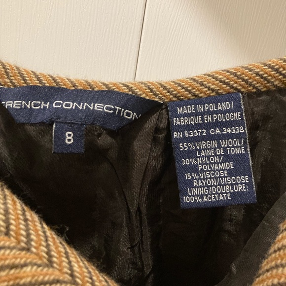 Wool blend NWOT French Connection Size 8 skirt Made in Poland Mustard Tan Brown - Picture 3 of 5
